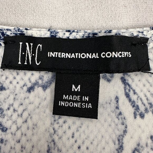 INC International Concepts Snake Print Cold Shoulder Top M V-Neck Short Sleeve - Picture 3 of 9